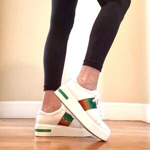 Paolo White Sneakers with Rainbow Highlights
